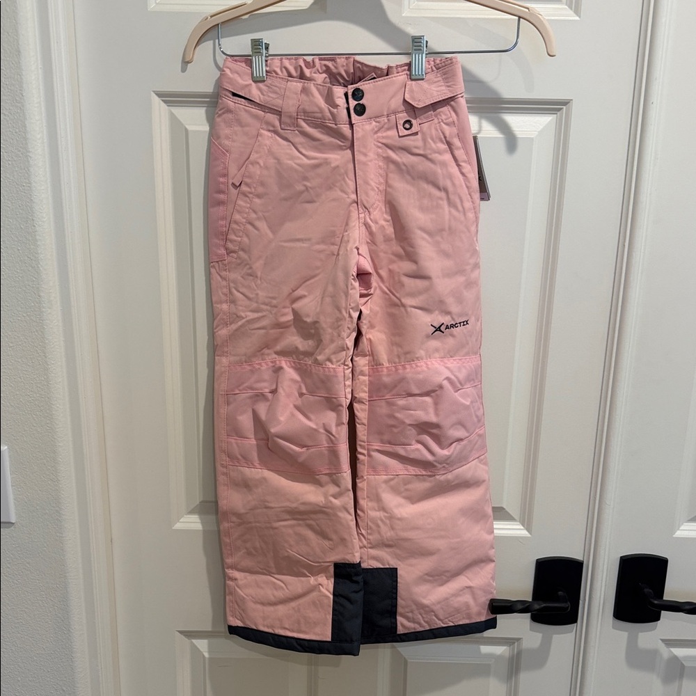 Arctix Kids Light Pink Insulated Snow Pants with Black Reinforced Cuffs